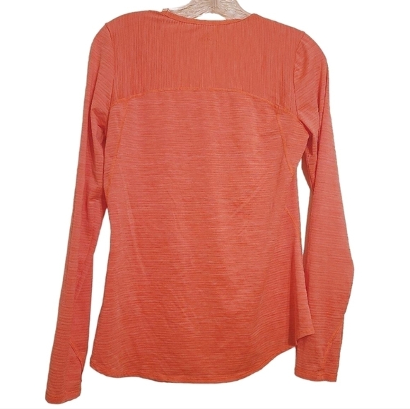Athleta | Women's Orange Ribbed Cadence Workout Long Sleeve Tee (Size Medium) - Picture 11 of 11